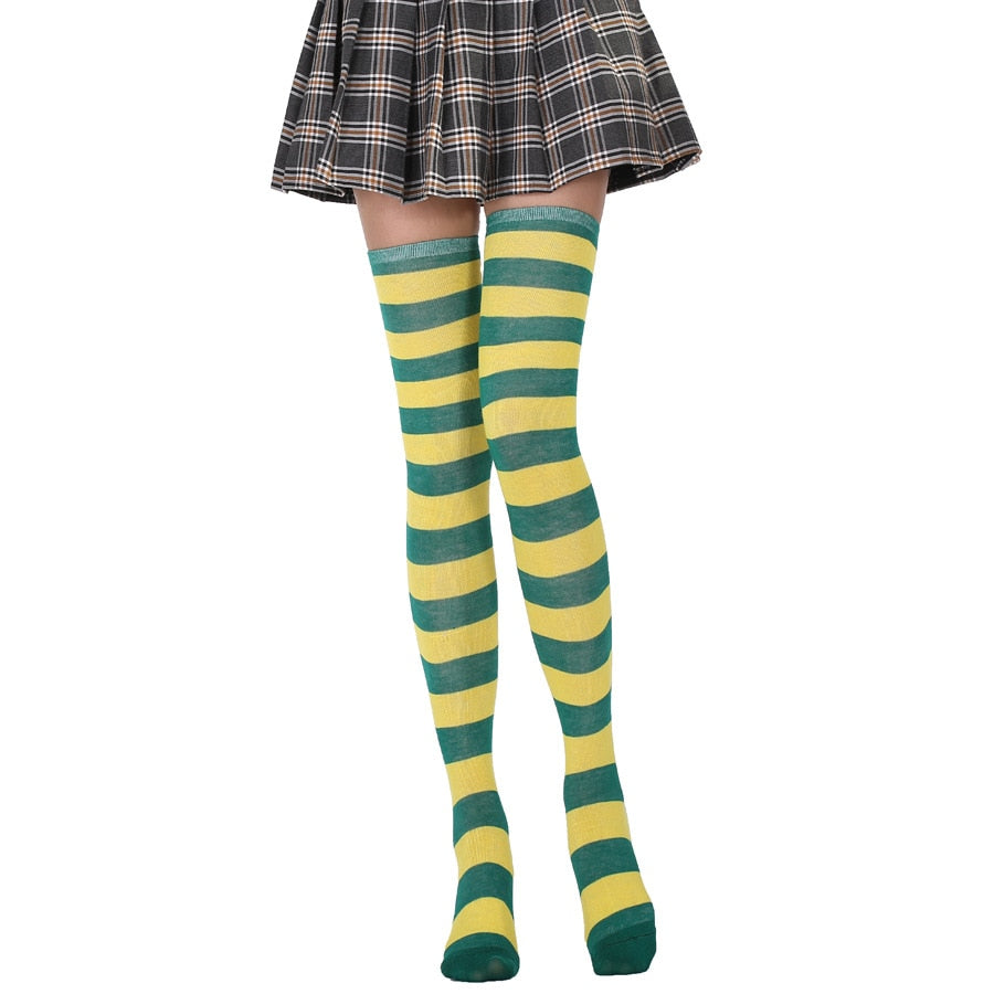 Long Tube Ladies Japanese Blue and White Striped Over-knee Socks Thigh High - Bonnie Lassio