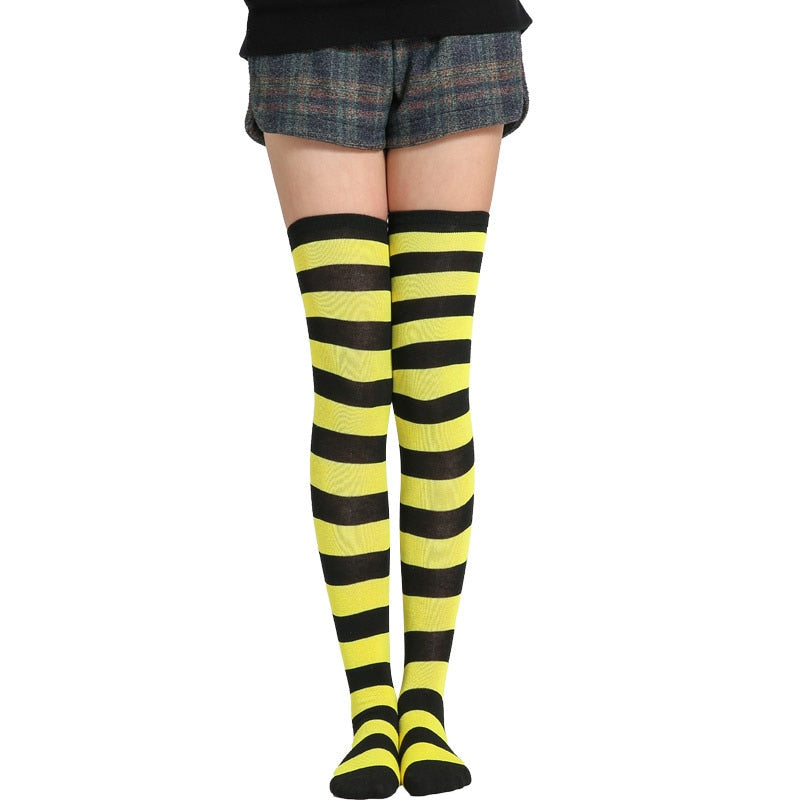 Long Tube Ladies Japanese Blue and White Striped Over-knee Socks Thigh High - Bonnie Lassio