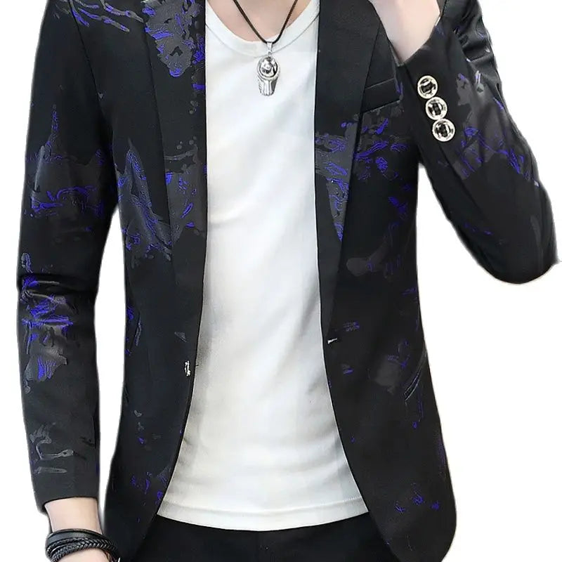 Blazer Men Suit Male Slim Version Print One Button Pocket - Bonnie Lassio