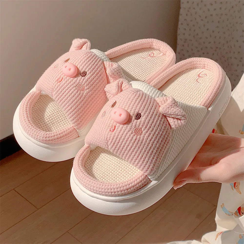 Cute Animal Pig Slippers for Women All Season Breathable Open Toe - Bonnie Lassio