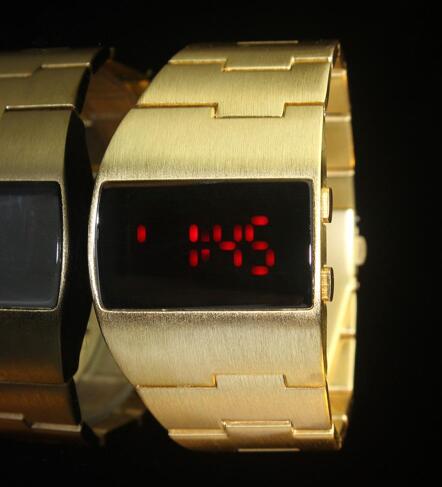 Mens Gold Big Watch Mens Led Digital Gold Silver Black Stainless - Bonnie Lassio