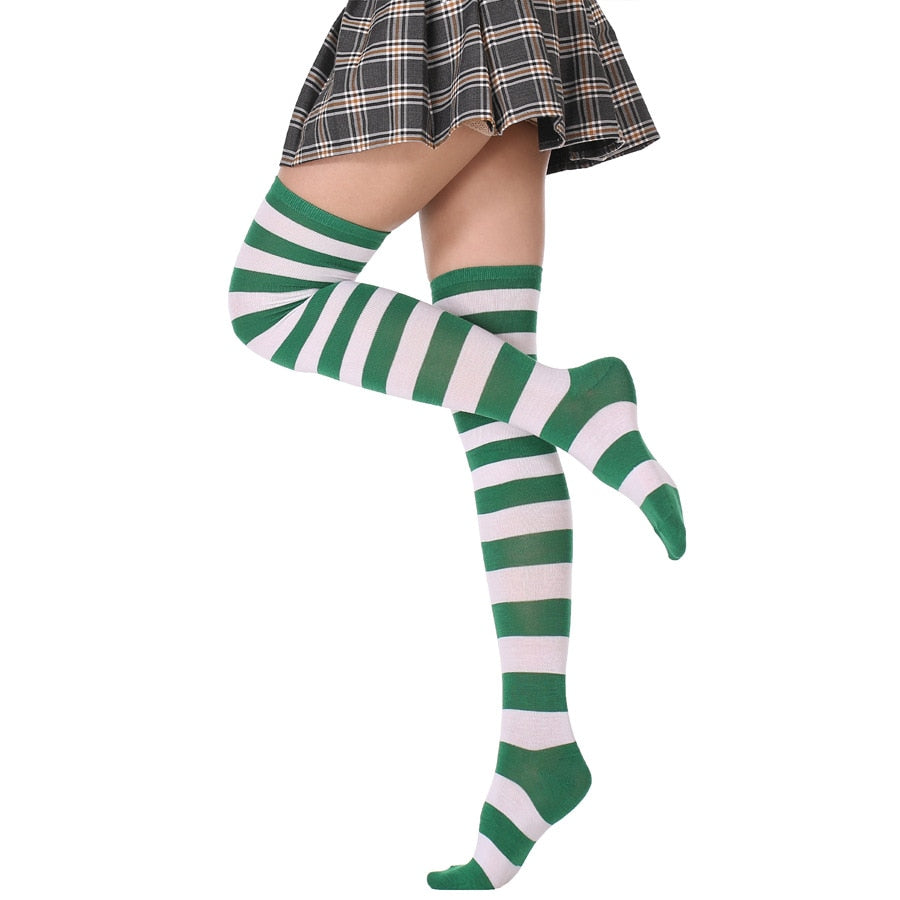 Long Tube Ladies Japanese Blue and White Striped Over-knee Socks Thigh High - Bonnie Lassio