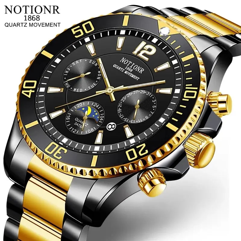 Fashion Mens Watches for Men Sport Waterproof Stainless Steel Quartz Watch Luxury Man Business Luminous