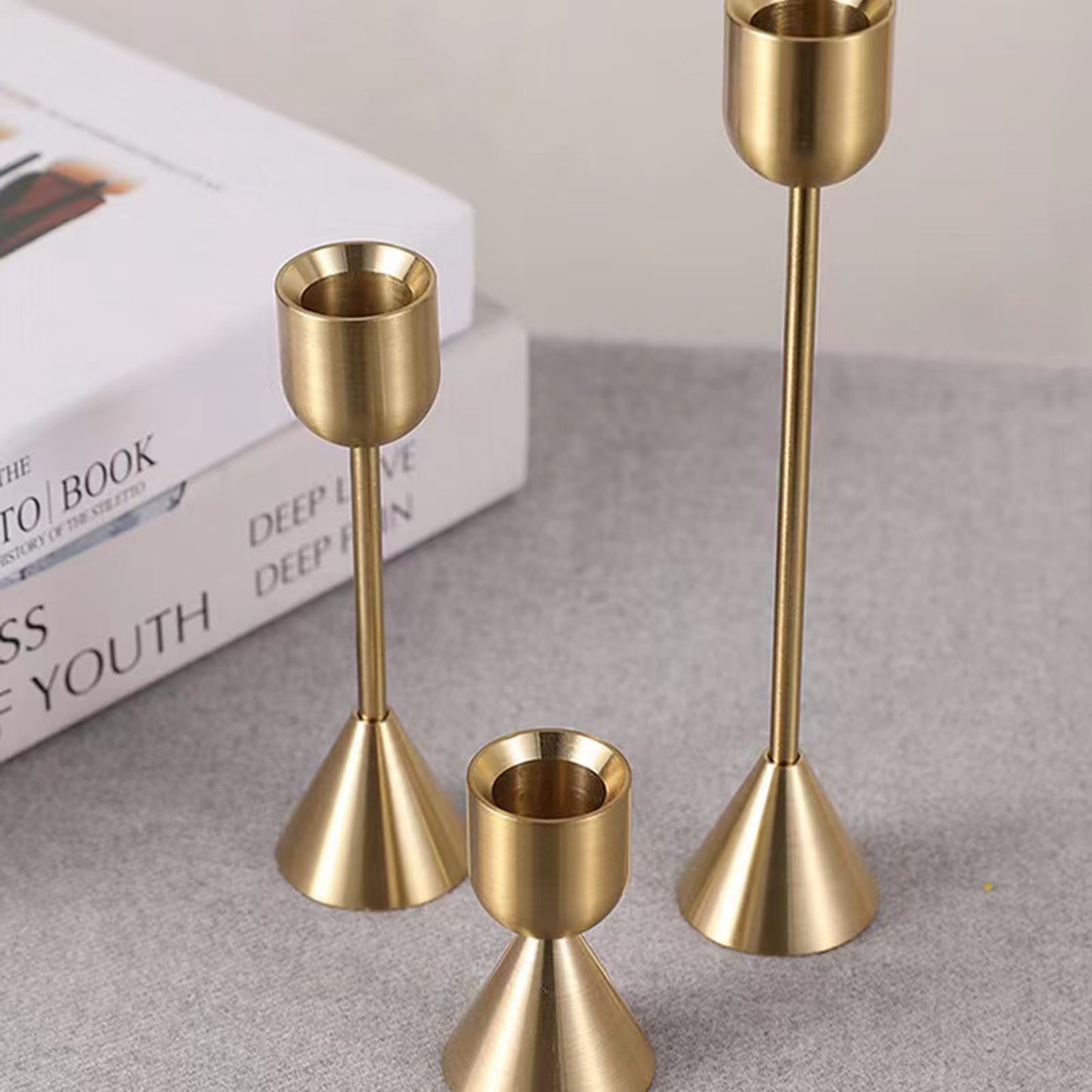 Gold Candle Holder Metal Candlestick for Wedding Room Table Candle Stand Christmas New Year Bar Party Decoration - Bonnie Lassio