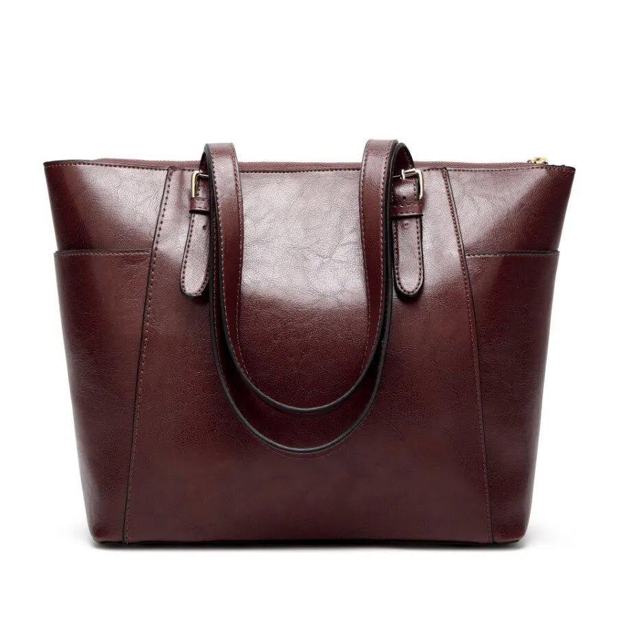 Retro Style Tote Bag Women's Fashion Faux Leather Shoulder Bag Large Zipper Handbag 2023 Fashion Hign Capaciity Handbag - Bonnie Lassio