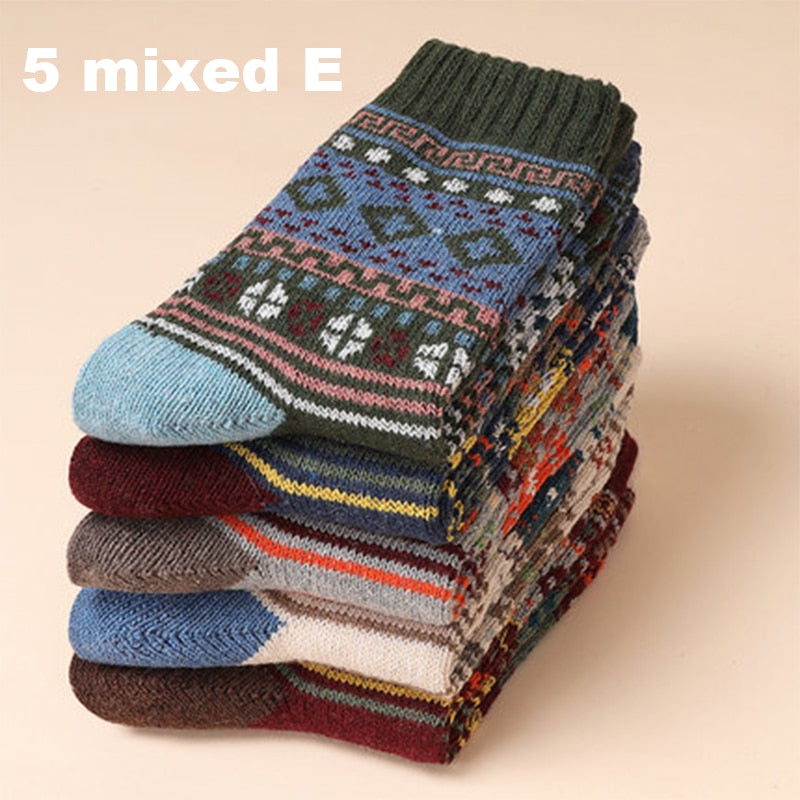 5 Pairs Autumn Winter Warm Men&#39;s Thicken Thermal Wool Socks Fashion Casual Harajuku  Spanish Socks National Style Socks for Gift - Bonnie Lassio