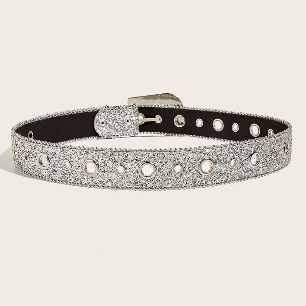 New Goth for rhinestone Belts Women PU Leather Strap for rhinestone Belts Western Cowboy Y2K Girls Fashion Belt for Jeans Men - Bonnie Lassio