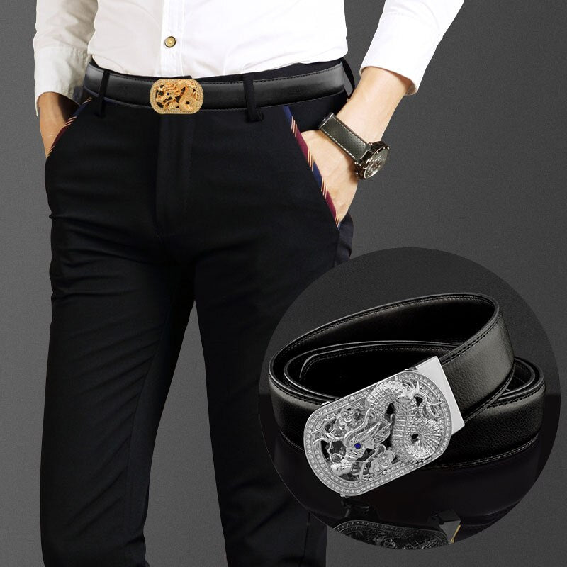 2022 New Black Leather Belt Dragon Zodiac Designer Luxury Brand Belt Famous Leather Gold Belt High Quality - Bonnie Lassio