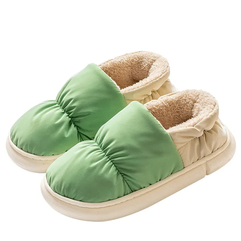 Womens Slippers Warm Plush Cotton Slippers Indoor Non-Slip Thick Sole Furry - Bonnie Lassio