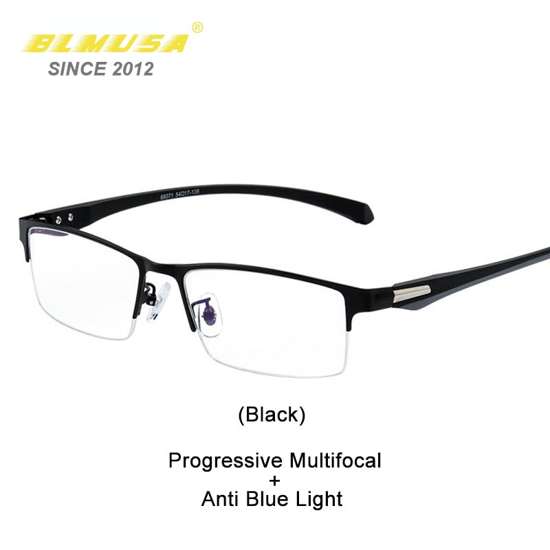 BLMUSA New Progressive Multifocal Reading Glasses Men Handsome Anti Blue Light Prescription Glasses Eye Glasses Frames For Men - Bonnie Lassio