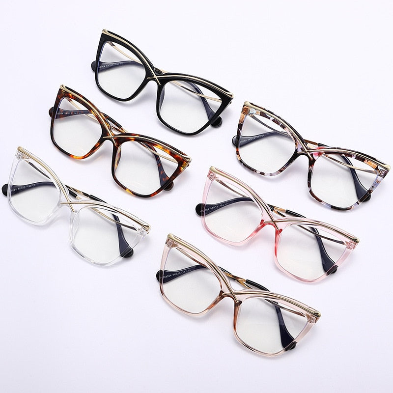 New Fashion Retro Designer Anti Blue Light Women Glasses Metal Cat Eye Frame Brand Quality Trend Clear Reding Computer Eyeglasse - Bonnie Lassio