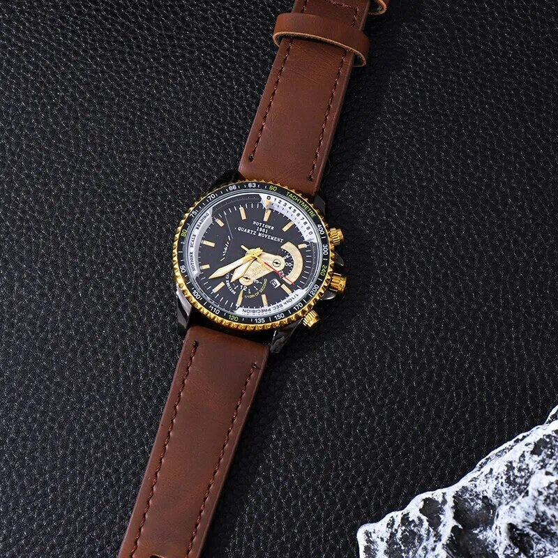 Fashion Mens Calendar Watches Male Business Casual Black Leather Quartz Watch Men Waterproof Wrist Watch - Bonnie Lassio