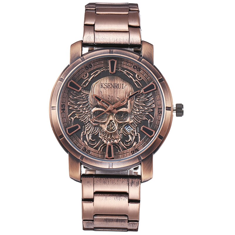 Retro Skull Watch for Men Luxury Steel Leather Strap Fashion Quartz Wristwatches Male Clock Gift Relogio Masculino Drop Shipping - Bonnie Lassio