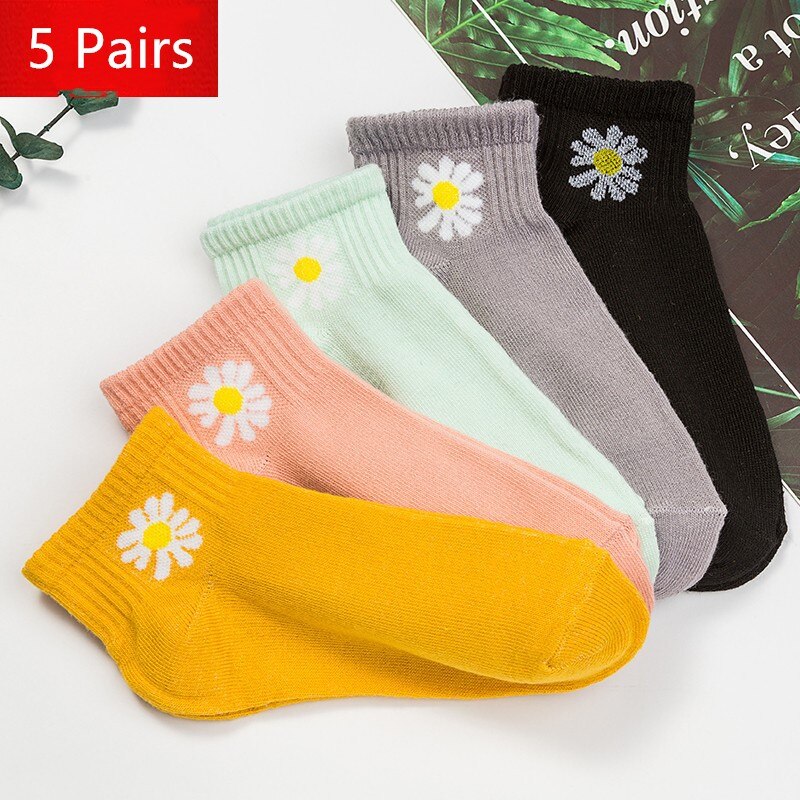 5 Pairs/lot Funny Cute Girl Ankle Socks New Mixed Colors Fashion Women Underwear Summer Sport Breathable Cotton Kawaii Lingerie - Bonnie Lassio