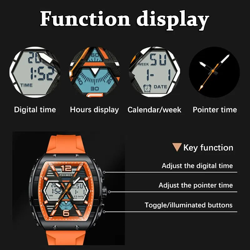 Mens Watch Silicone Strap Dual Display - Bonnie Lassio