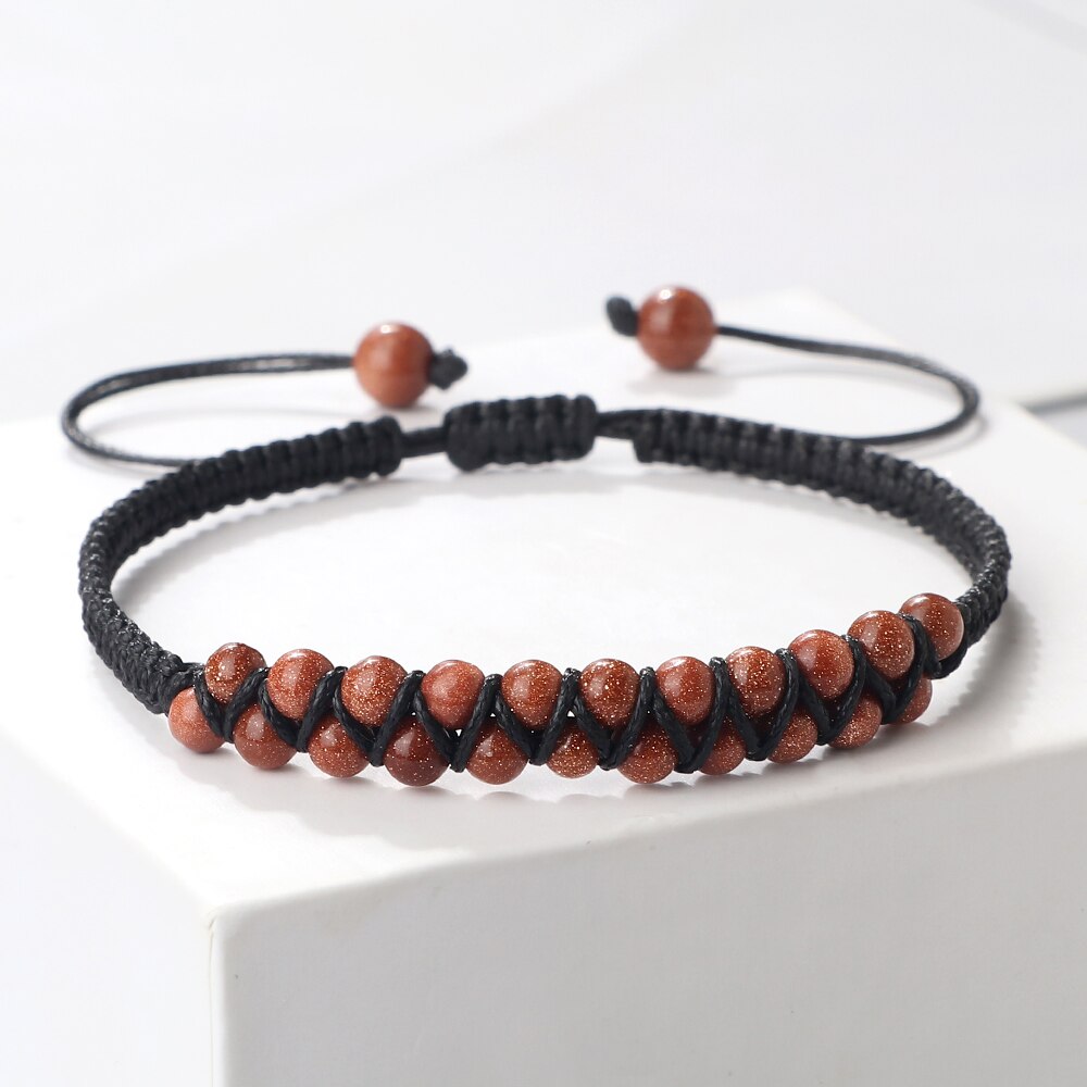 4mm Natural Stone Beads Charm Bracelets Handmade Adjustable Braided Bangles Yoga Meditation - Bonnie Lassio