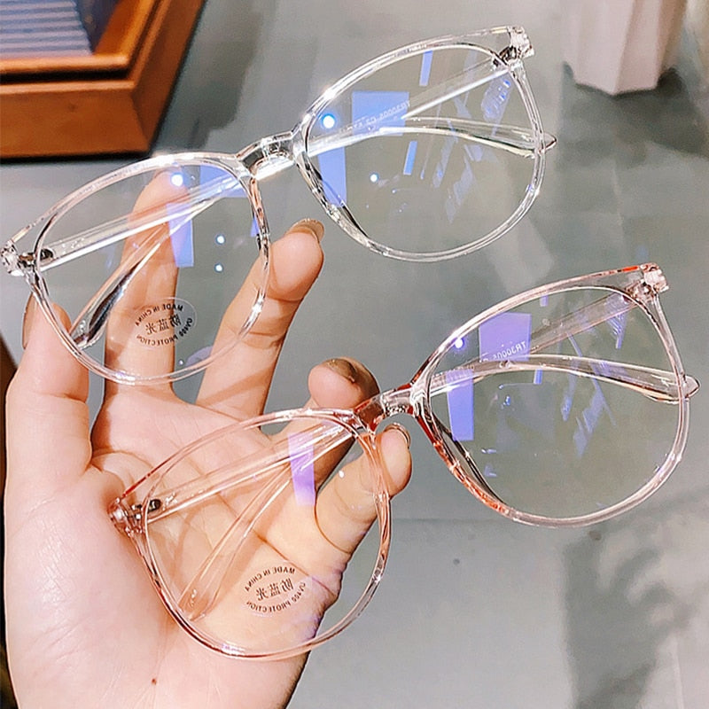 Anti Blue light Myopia Glasses Women Computer Men Eyeglass Vintage Optical Plain Frame Spectacles Transparent Blocking Glasses - Bonnie Lassio