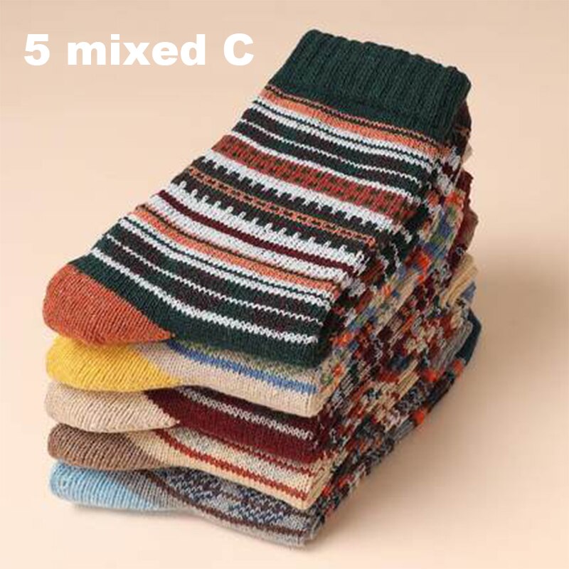 5 Pairs Autumn Winter Warm Men&#39;s Thicken Thermal Wool Socks Fashion Casual Harajuku  Spanish Socks National Style Socks for Gift - Bonnie Lassio