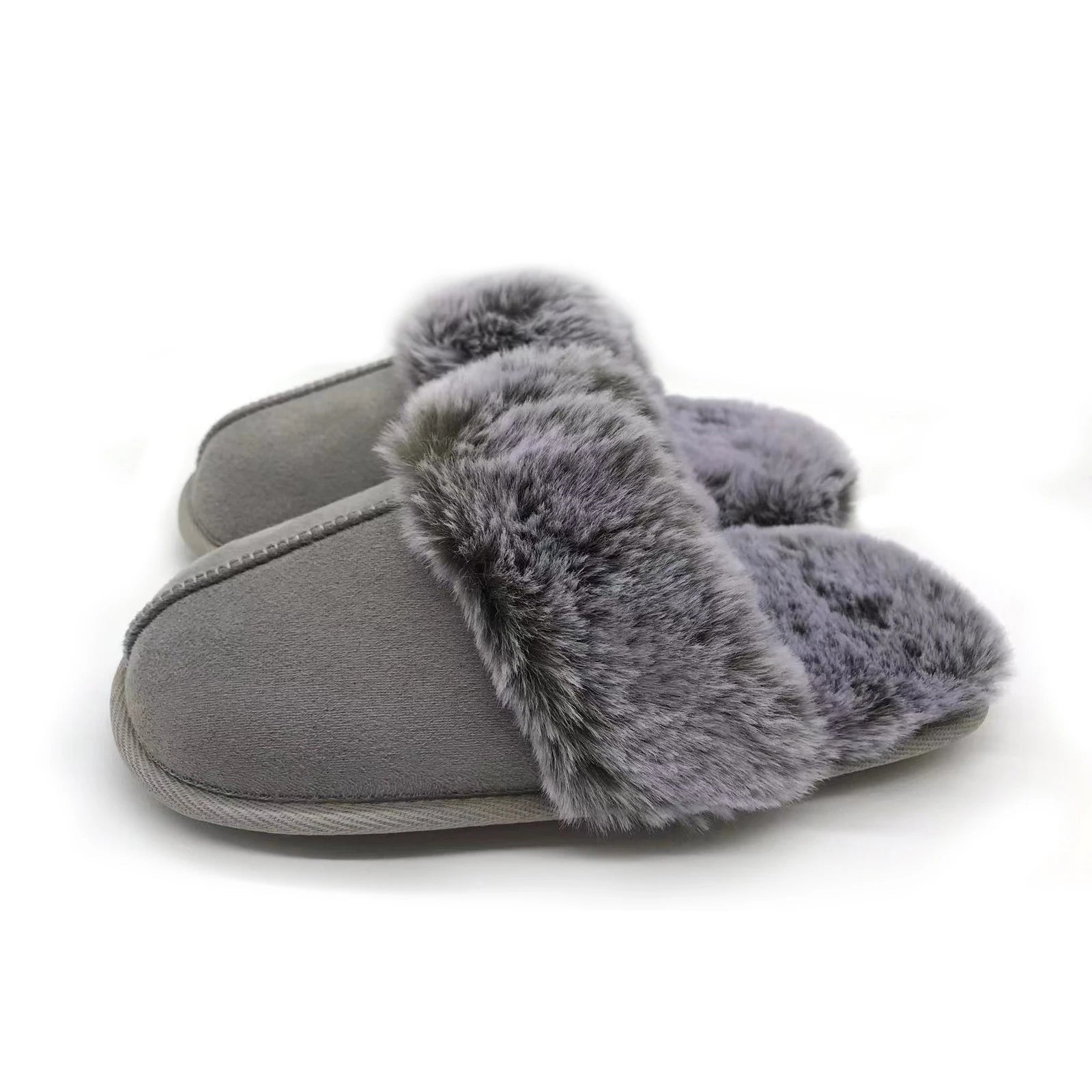 Winter Warm and Anti slip Women's Cotton Slippers with Fur Tops - Bonnie Lassio