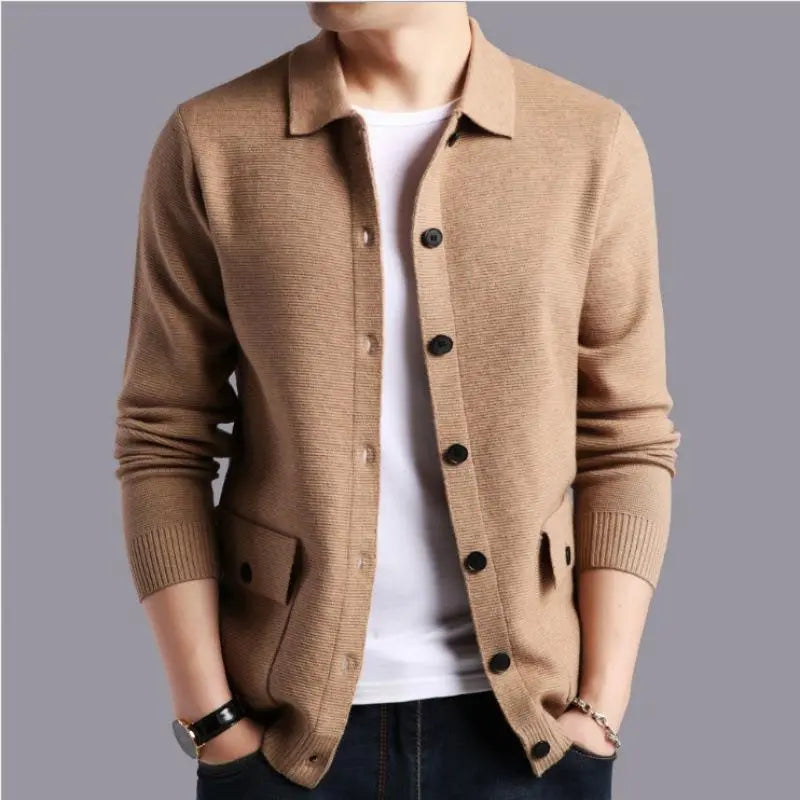 Mens Cardigan Sweater With Collar