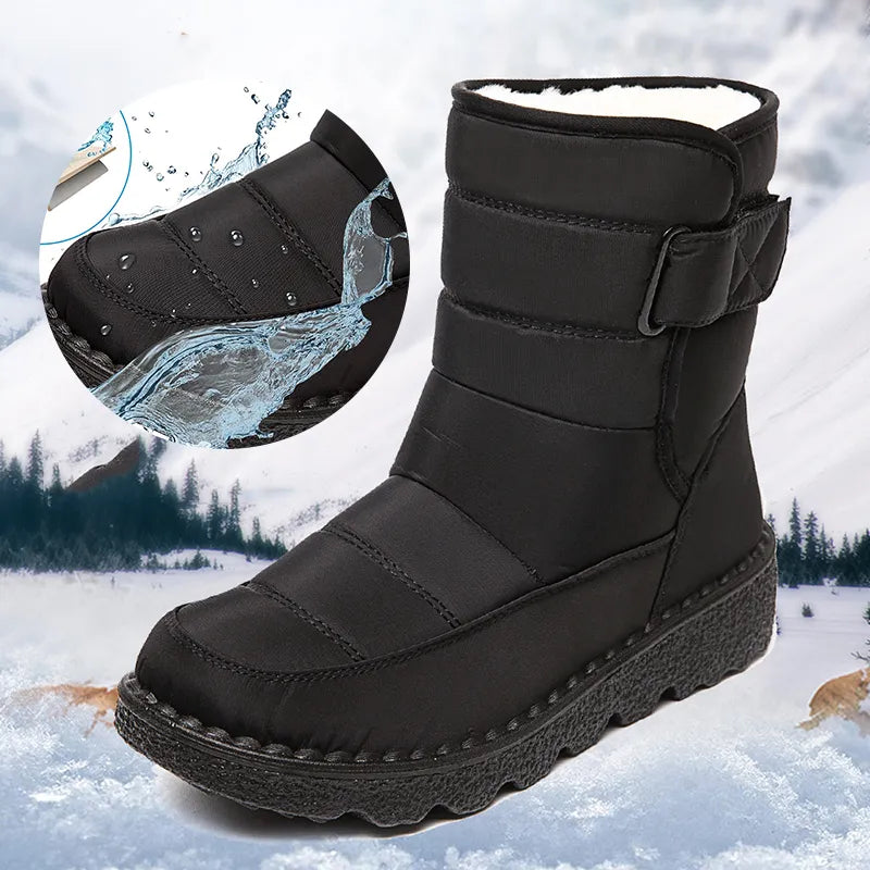 Rimocy Non Slip Waterproof Snow Boots for Women 2023 Thick Plush Winter Ankle Boots Woman Platform Keep Warm Cotton Padded Shoes - Bonnie Lassio