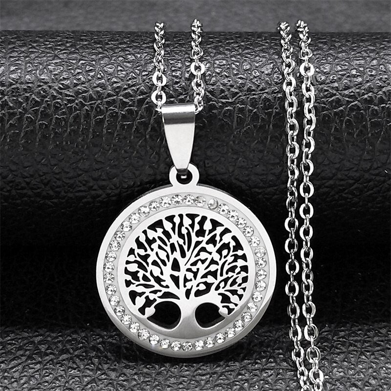 Aesthetic Tree of Life Chain Necklace for Women Men Stainless Steel Silver Colour - Bonnie Lassio