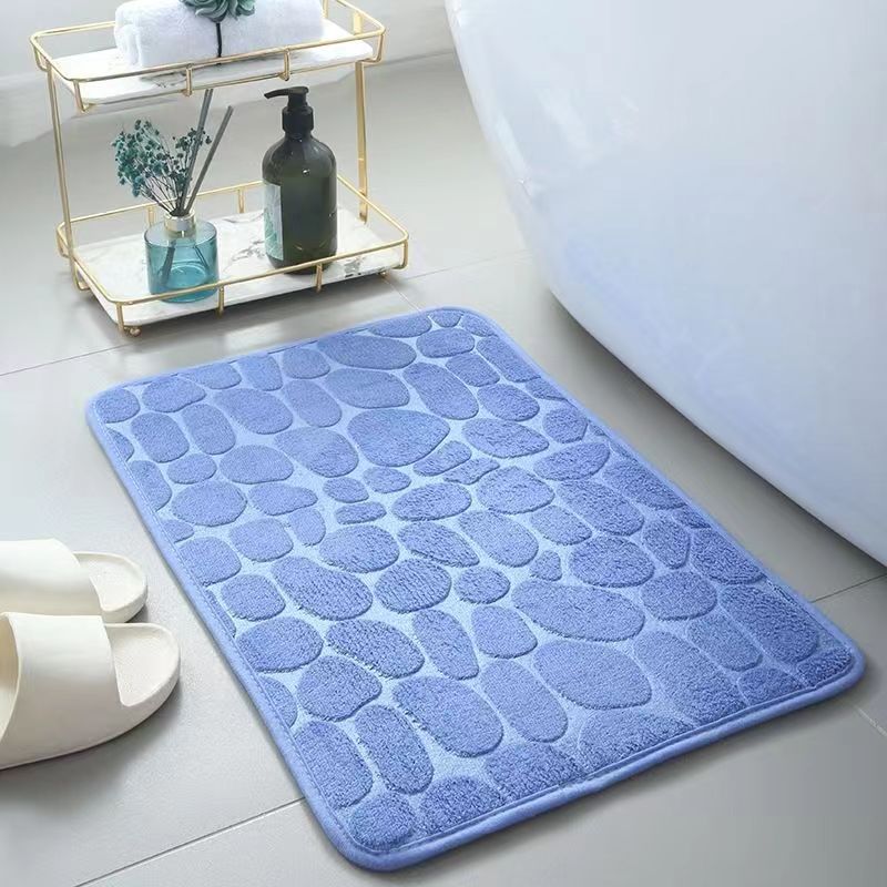 3D Non Slip Bathroom Mat Cobblestone Embossed Bath Mats Absorbent Doormat Carpet Door Floor Mats Machine Washable Quick Drying - Bonnie Lassio