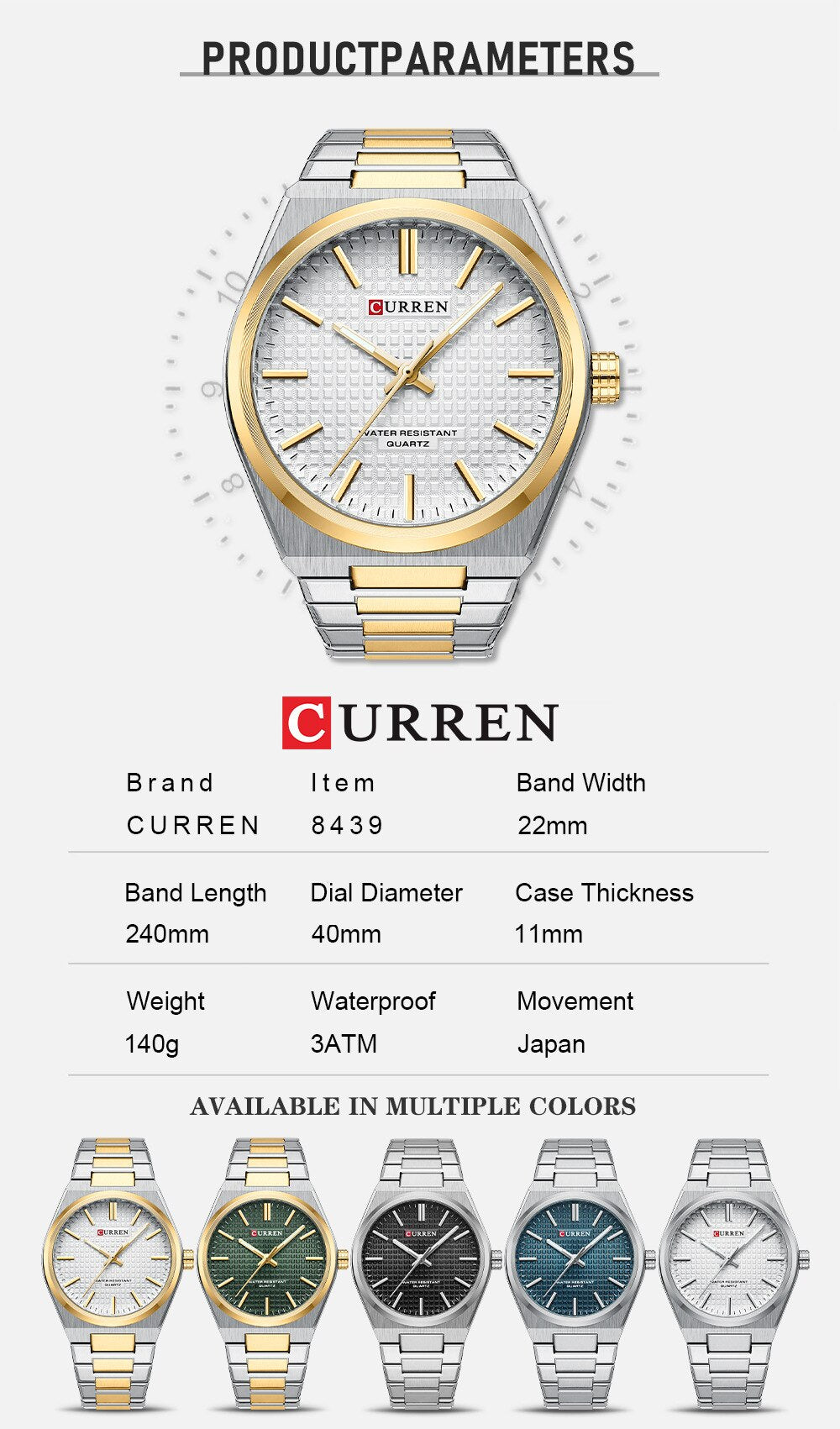 CURREN Luxury Men's Watch Casual Business Style Watch for Men 30m Waterproof Stainless Steel Quartz Date Clock - Bonnie Lassio