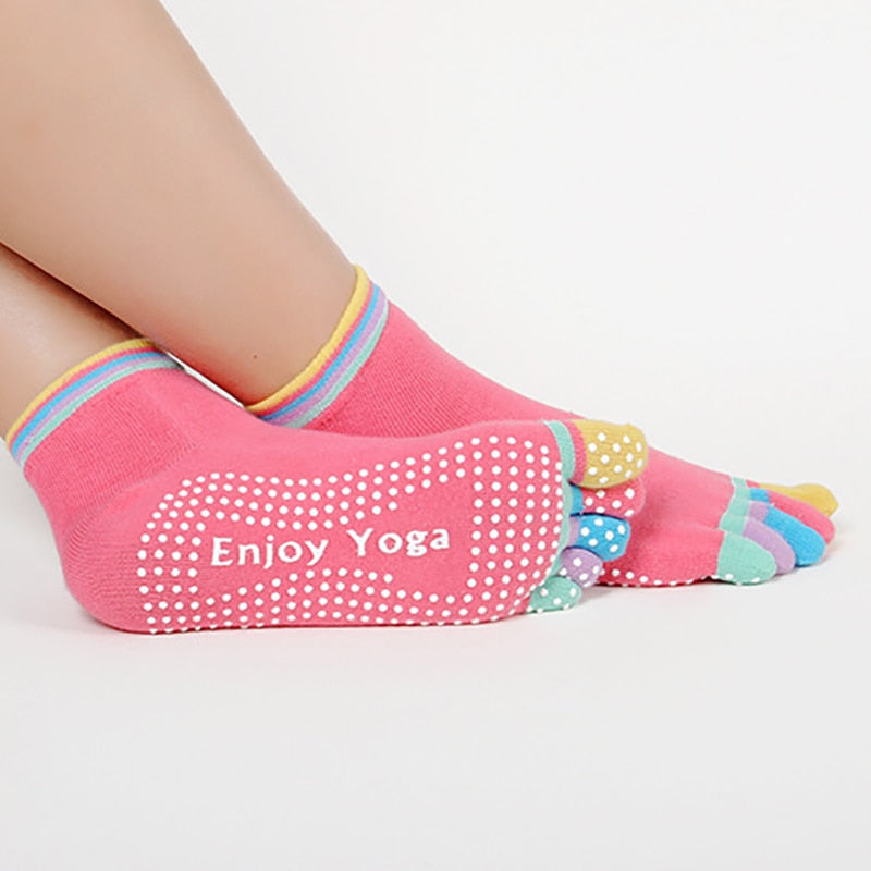 Colourful Womens Yoga Pilates Socks Non-Slips Finger Five toed 🚺 - Bonnie Lassio