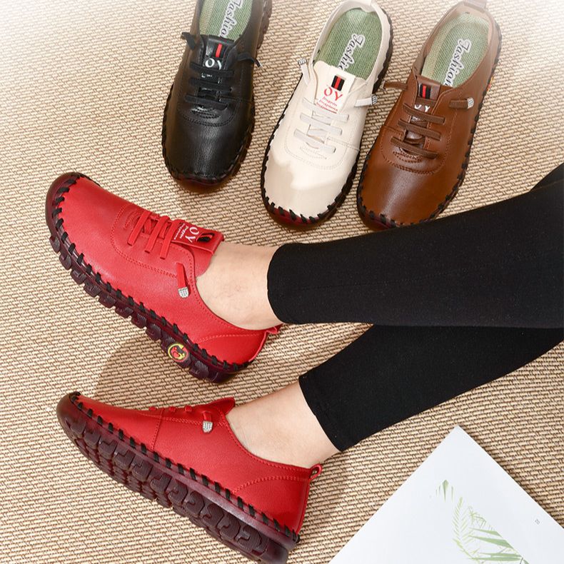 Women Sneakers Vintage Breathable Flat Shoes Platform Loafers Lace Up Leather Slip-On New Fashion Casual Mom Shoe Zapatos Mujer - Bonnie Lassio
