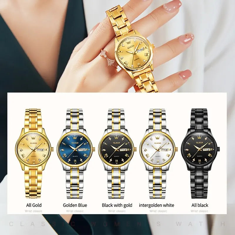 OLEVS Women Wrist Watch Original Watches for Ladies Waterproof Stainless Steel - Bonnie Lassio