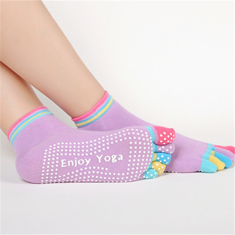 Colourful Womens Yoga Pilates Socks Non-Slips Finger Five toed 🚺 - Bonnie Lassio