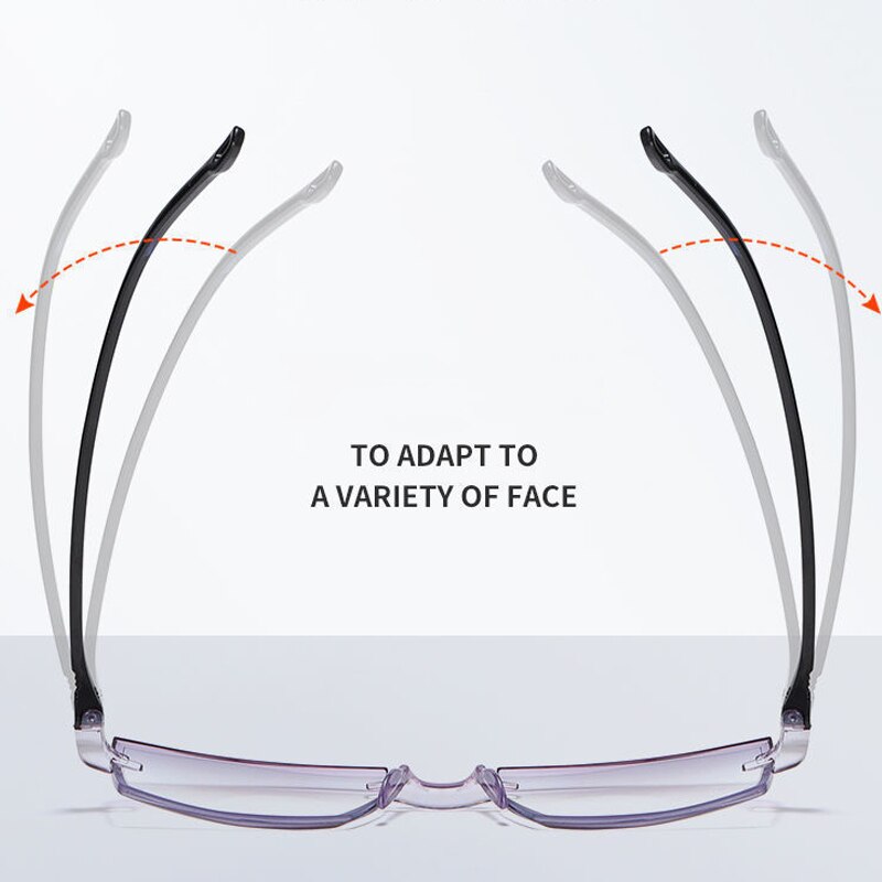 2PCS Rimless Bifocal Progressive Reading Glasses Men Women Near and Far Anti-blue Light Eyesglasses Rectangular Glasses Eyewear - Bonnie Lassio