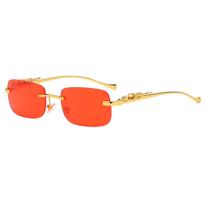 Rimless Rectangle Metal Leopard Sunglasses Frameless Tinted Glasses Unisex - Bonnie Lassio