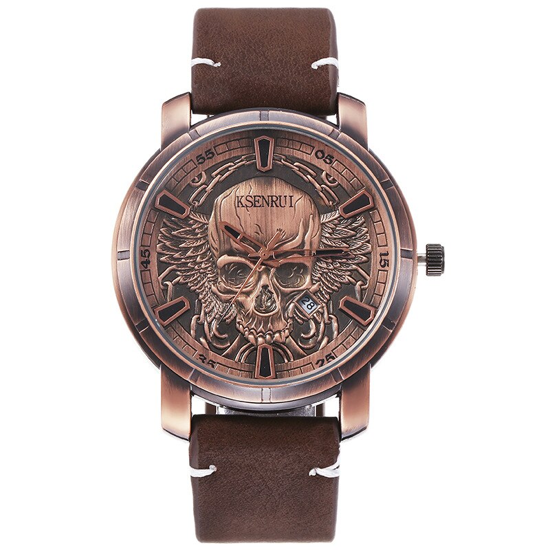 Retro Skull Watch for Men Luxury Steel Leather Strap Fashion Quartz Wristwatches Male Clock Gift Relogio Masculino Drop Shipping - Bonnie Lassio