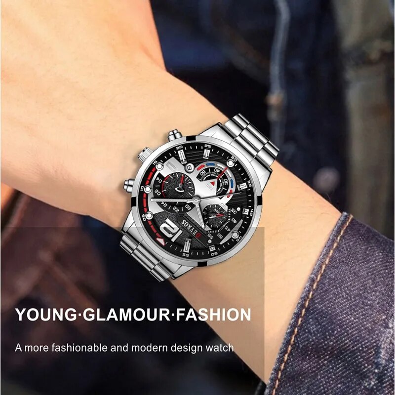 Fashion Mens Watches Luxury Stainless Steel Quartz Wristwatch Calendar Luminous Clock Men Business Casual Watch Reloj Hombre - Bonnie Lassio