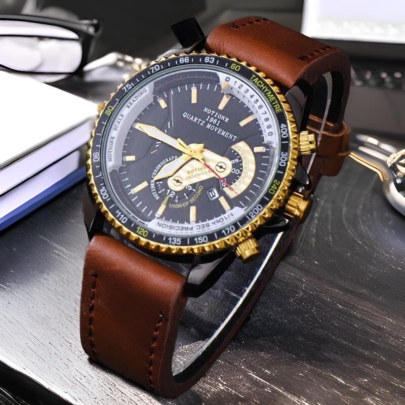 Fashion Mens Calendar Watches Male Business Casual Black Leather Quartz Watch Men Waterproof Wrist Watch - Bonnie Lassio