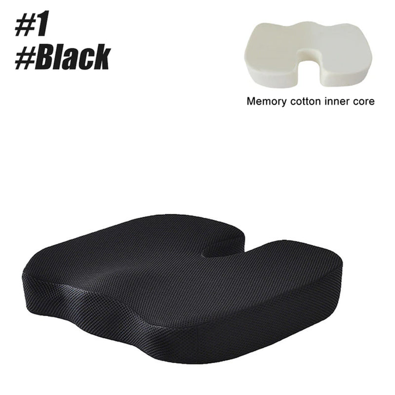 Orthopedic U-Shaped Memory Foam Coccyx Seat Cushion for Travel, Office, Car, and Chair Support with Hip Massage