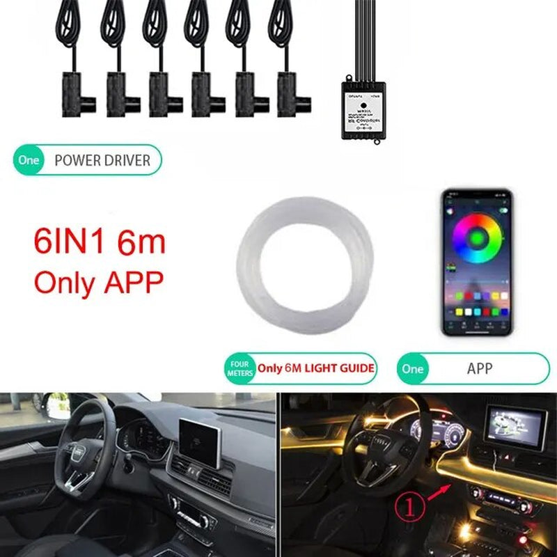 Neon Car LED Interior Lights RGB Ambient Light Fiber Optic Kit with APP Wireless Control