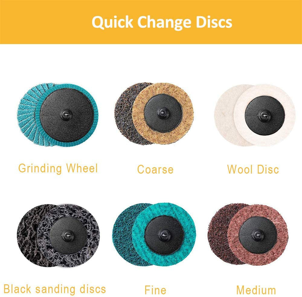 80-Piece 2-Inch Sanding Discs with 1/4-Inch Shank Holder Set - Quick Change Sanding Disc Kit for Surface Conditioning, Die Grinder Surface Preparation, Stripping, Grinding, Polishing, Burr Removal, Rust, and Paint Finishing"