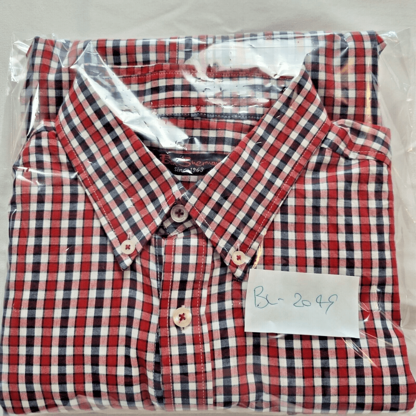 Ben Sherman Mens Shirt Long Sleeve Button Up Checked Blue Red White Excellent - Bonnie Lassio