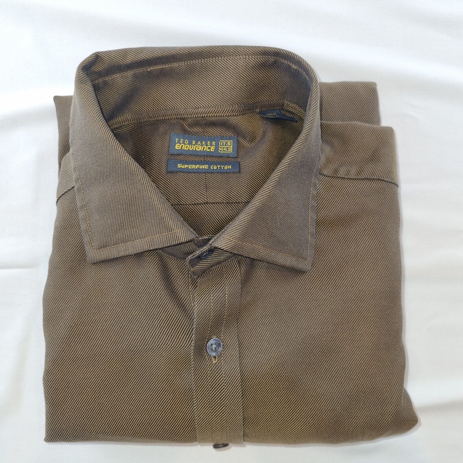 Mens Ted Baker Endurance Brown Shirt Button Up Smart Work Casual Size 17.5 - Bonnie Lassio