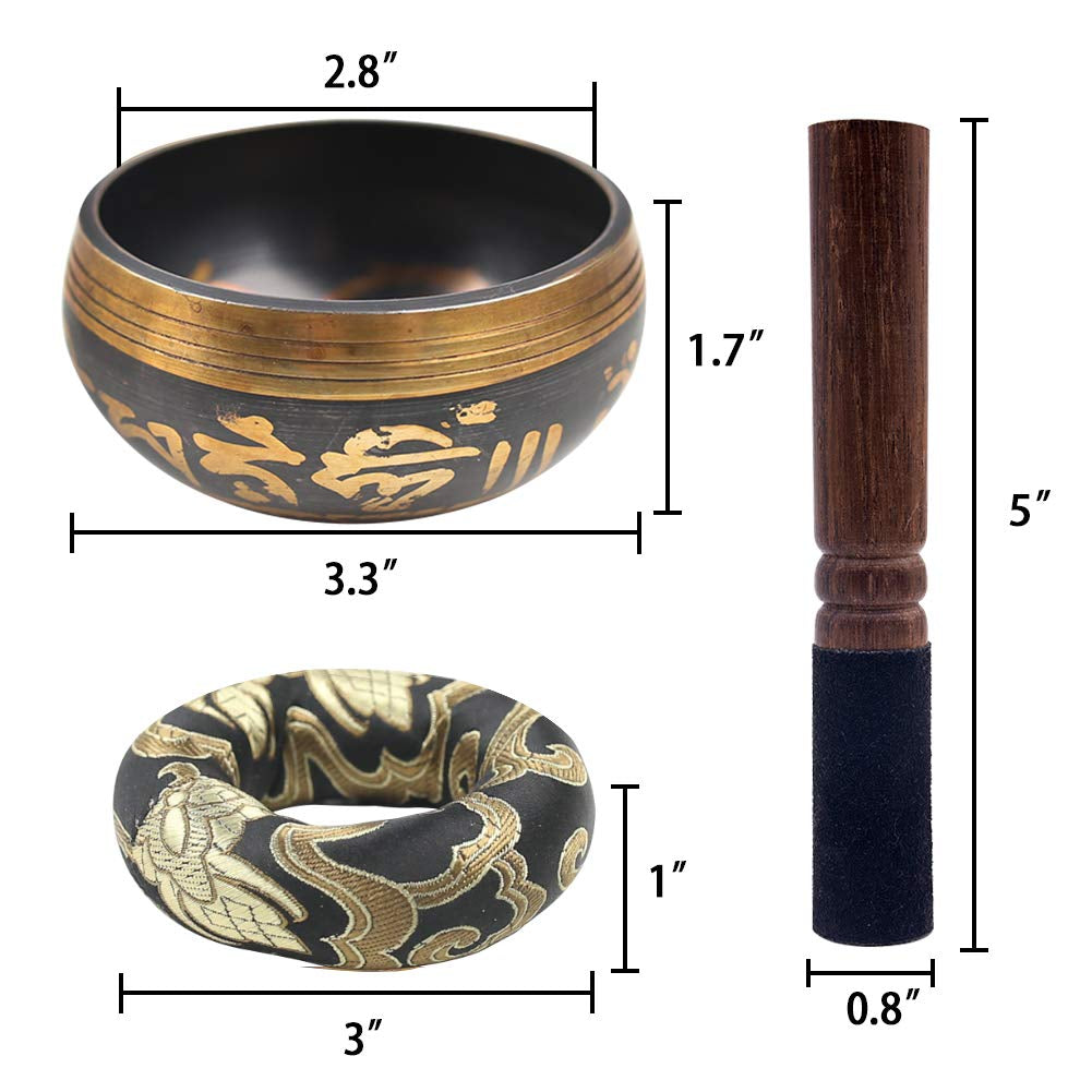 Tibetan Singing Bowl Set Lotus Helpful for Meditation