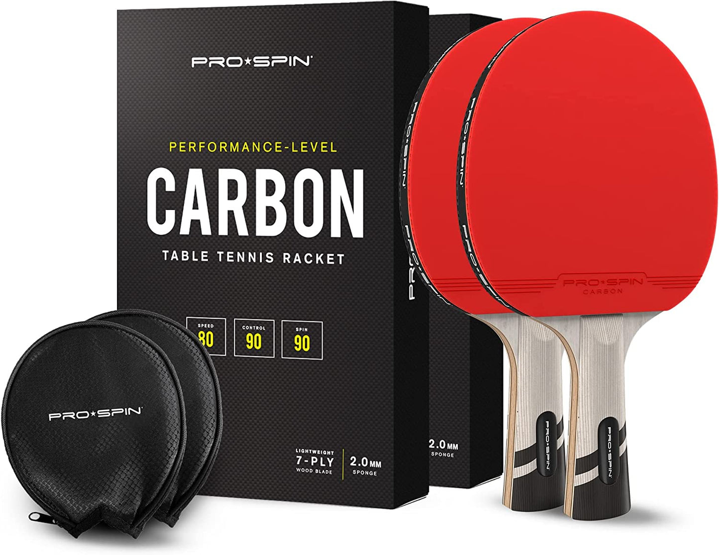 Professional Table Tennis Bat with Advanced Carbon Fibre Technology for Enhanced Control, Spin, and Power | High-Performance Ping Pong Paddle | Includes Premium Rubber Protector