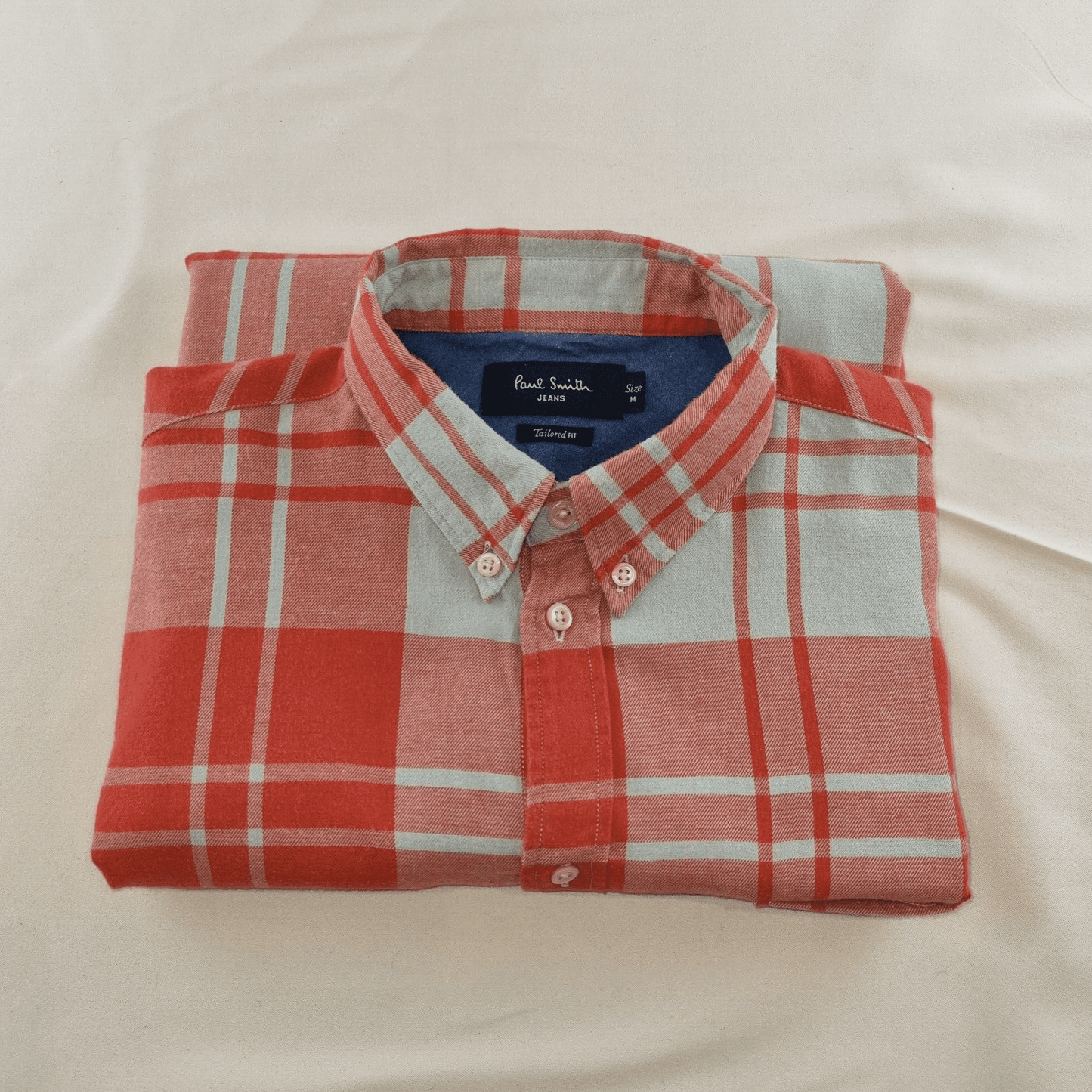 Paul Smith Mens Long Sleeve Checked Red/White Shirt Medium Button Collar Casual - Bonnie Lassio