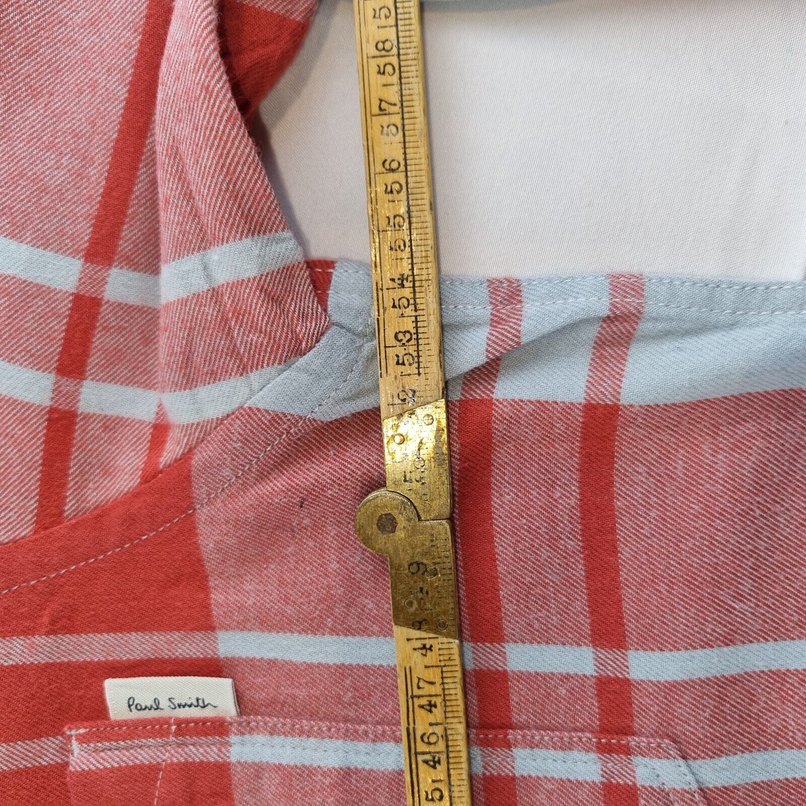 Paul Smith Mens Long Sleeve Checked Red/White Shirt Medium Button Collar Casual - Bonnie Lassio