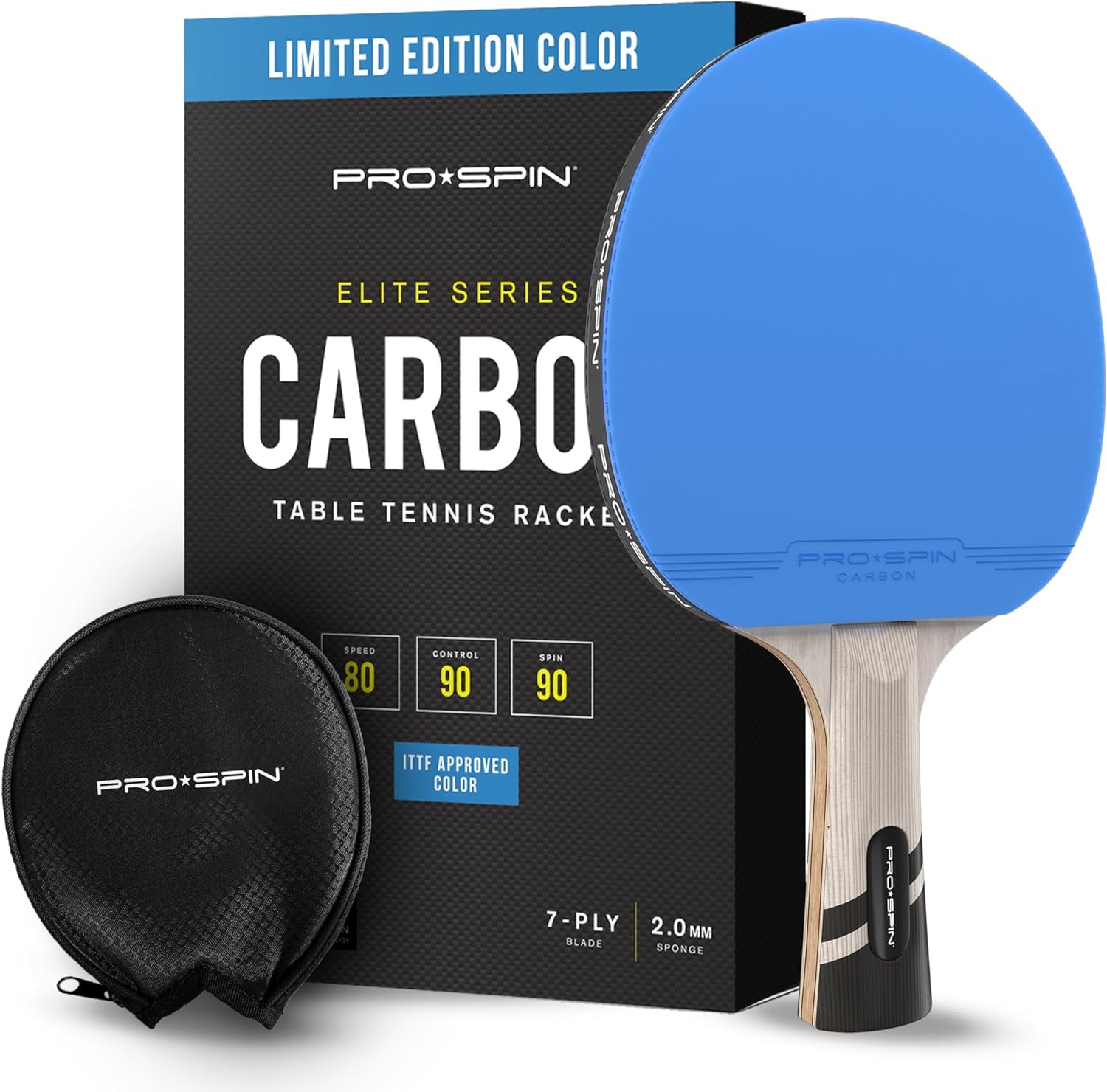 Professional Table Tennis Bat with Advanced Carbon Fibre Technology for Enhanced Control, Spin, and Power | High-Performance Ping Pong Paddle | Includes Premium Rubber Protector