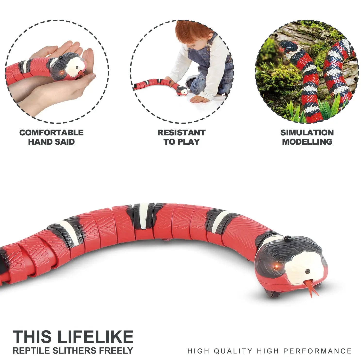 Interactive Smart Sensing Electronic Snake Cat Teaser USB Rechargeable Toy 