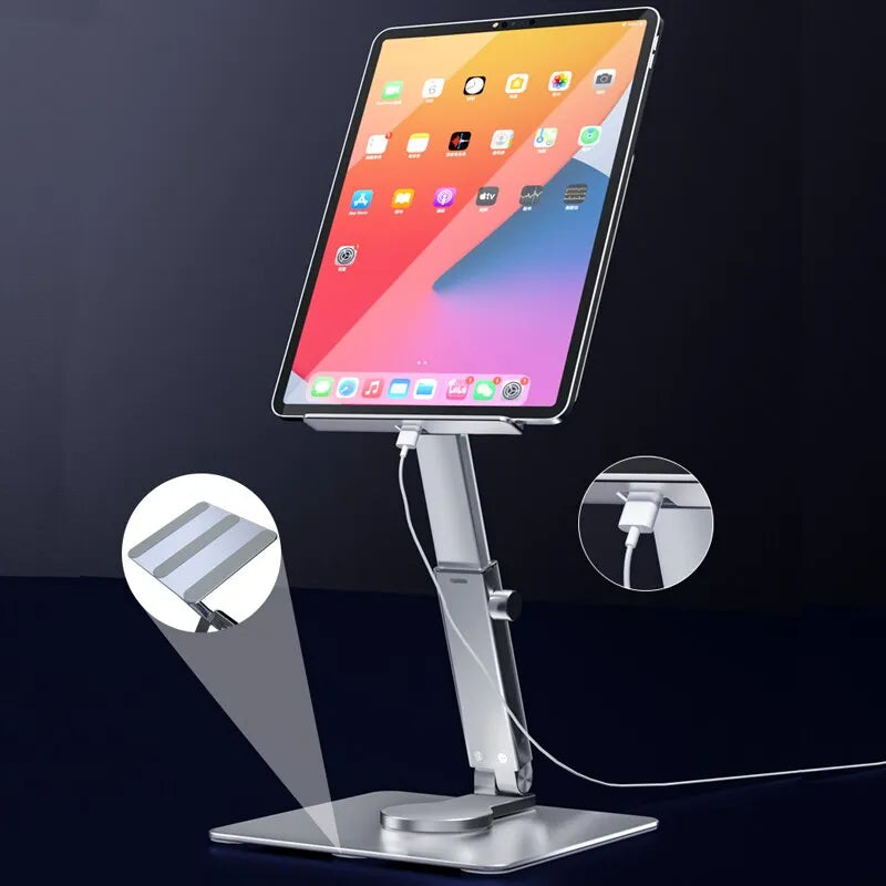 Aluminum Mount Rise Tablet Stand 360° Rotating Folding Adjustable For Desks