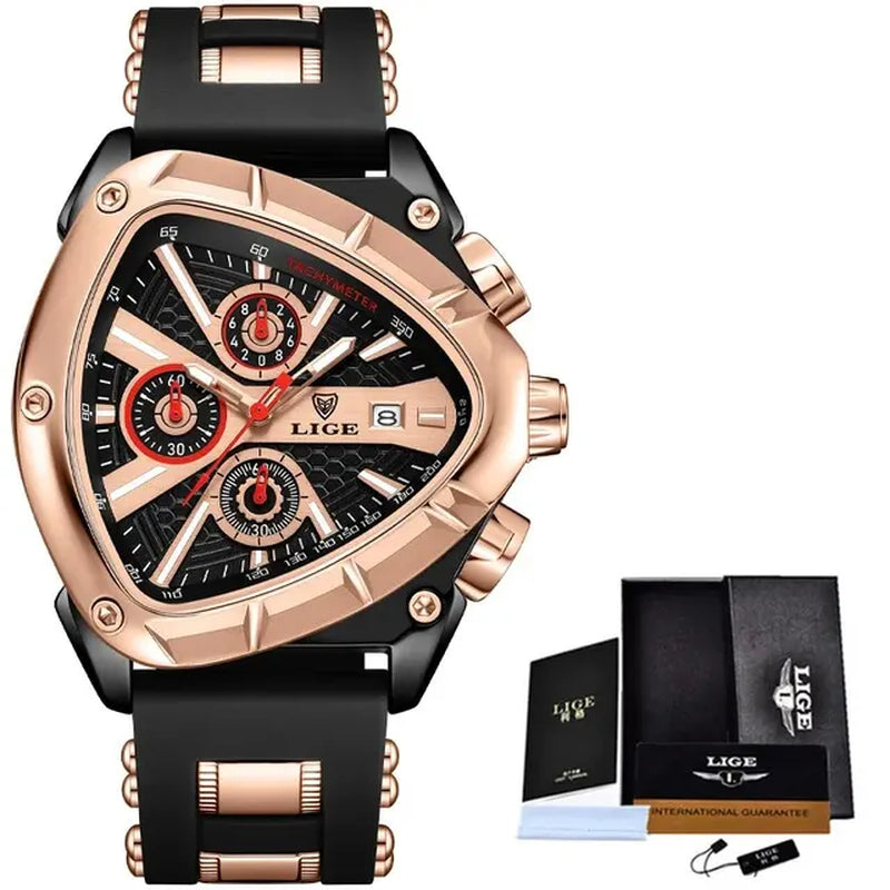 Men's Luxury Waterproof Sport Quartz Watch with Big Dial and Business Design, Includes Gift Box